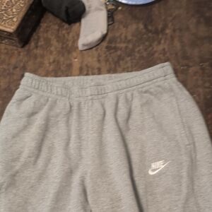 Nike Kids Gray Joggers with White Swoosh